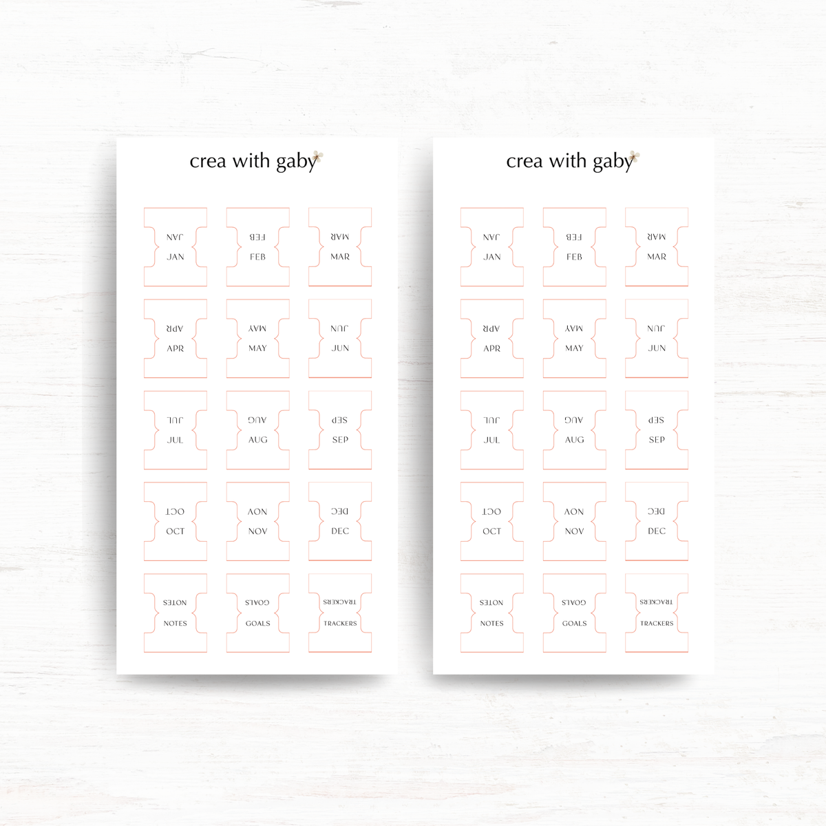 Small minimal monthly tabs: Functional stickers