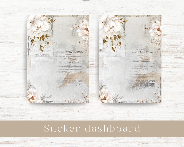 Sticker dashboard: White blooms collection