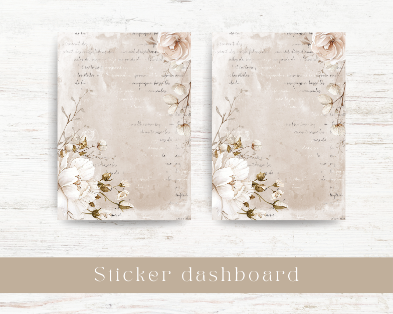 Sticker dashboard: White blooms collection