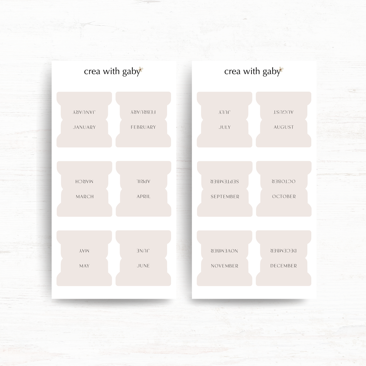Minimal monthly tabs: Functional stickers (Two sheets | Large)