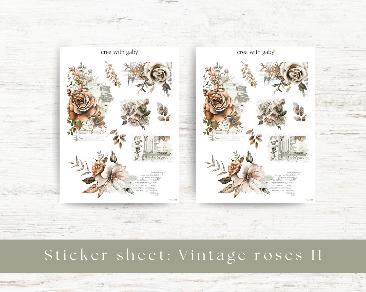 Vintage rose deco stickers II (114)