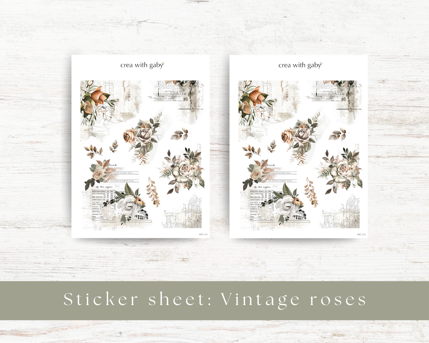 Vintage rose deco stickers (115)