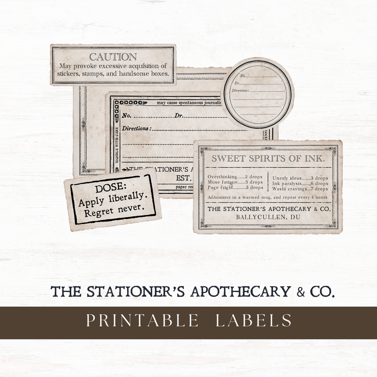 Printable apothecary label set: The Stationer's Apothecary
