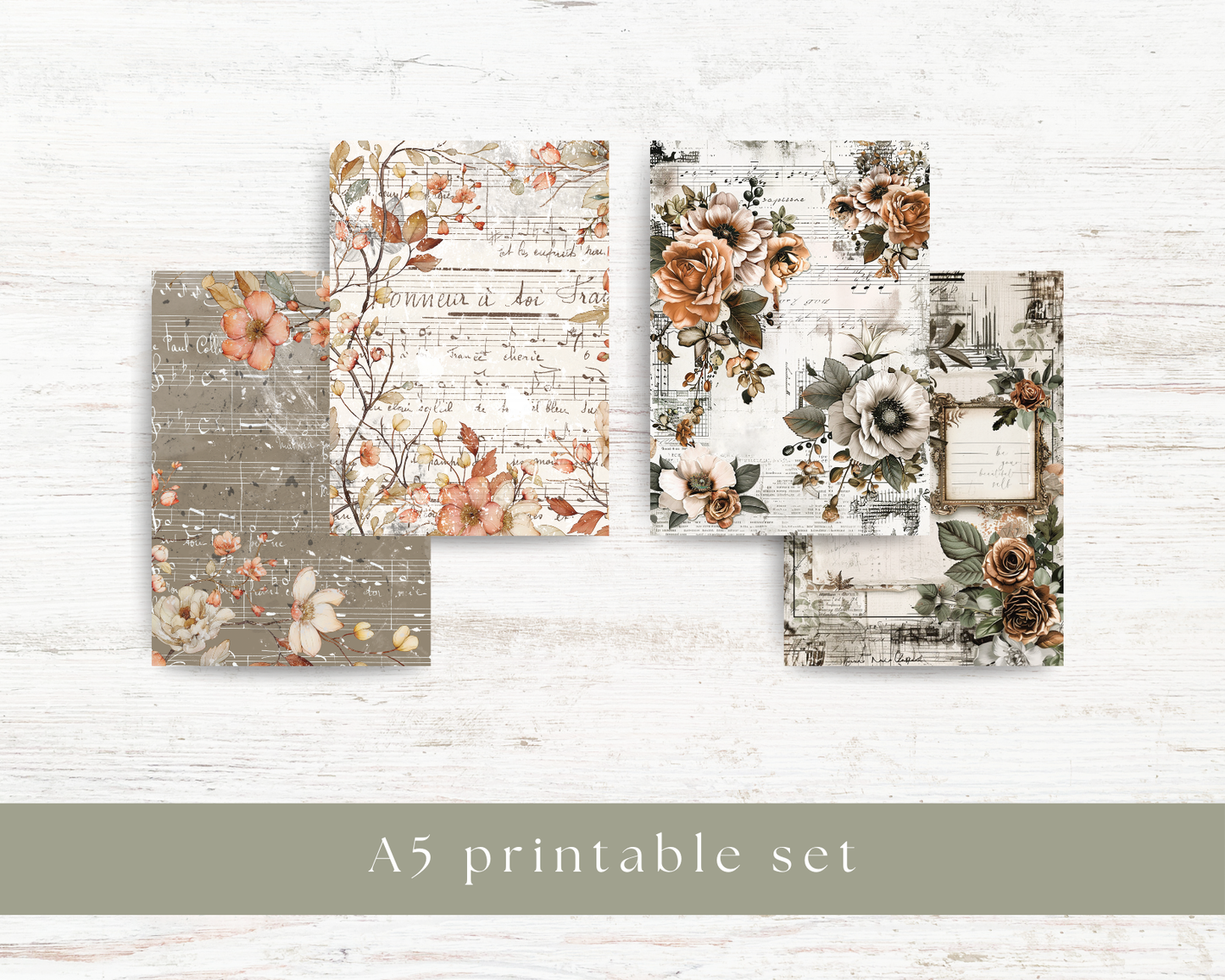 A5 printable set: 4 different designs