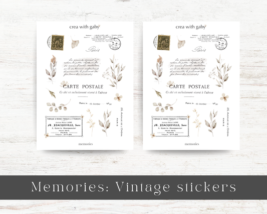 Vintage aesthetic stickers: Memories collection (029)