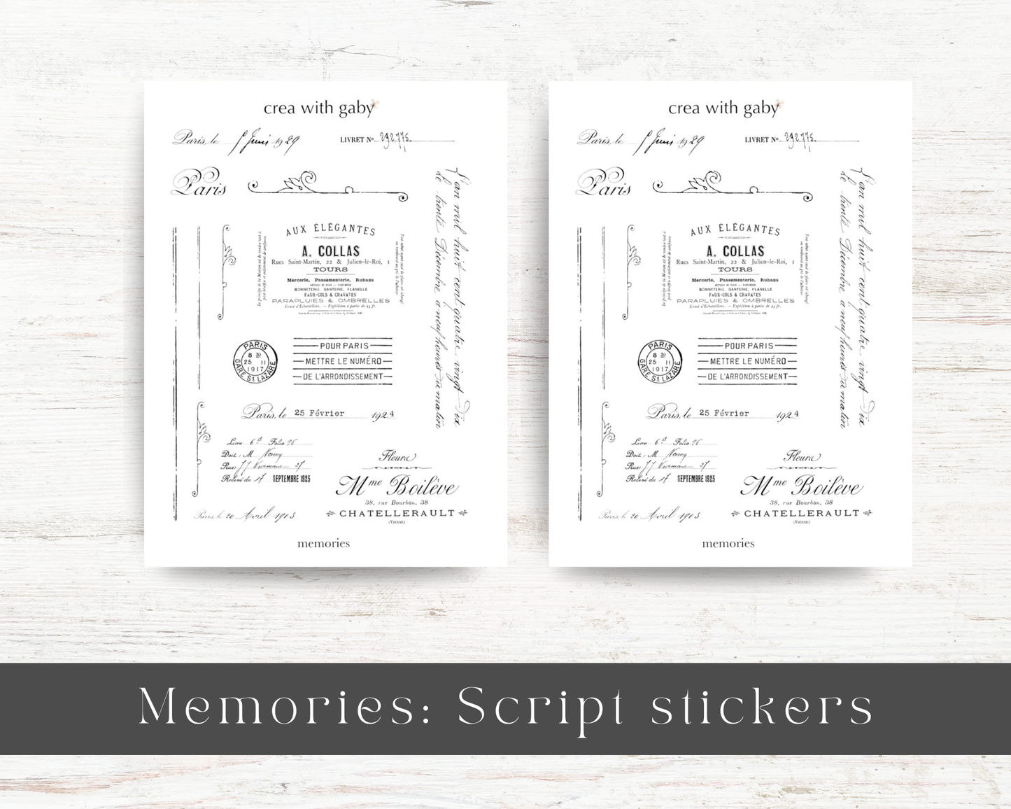 Vintage script stickers: Memories collection (072)
