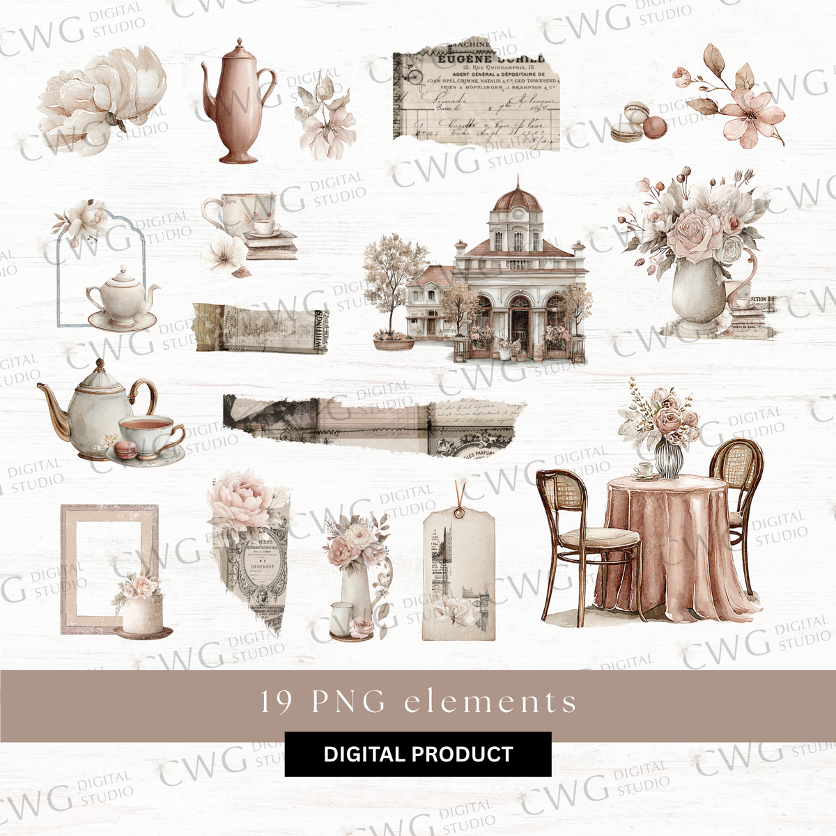 Digital journaling kit: Afternoon tea (December 2025 sub kit)