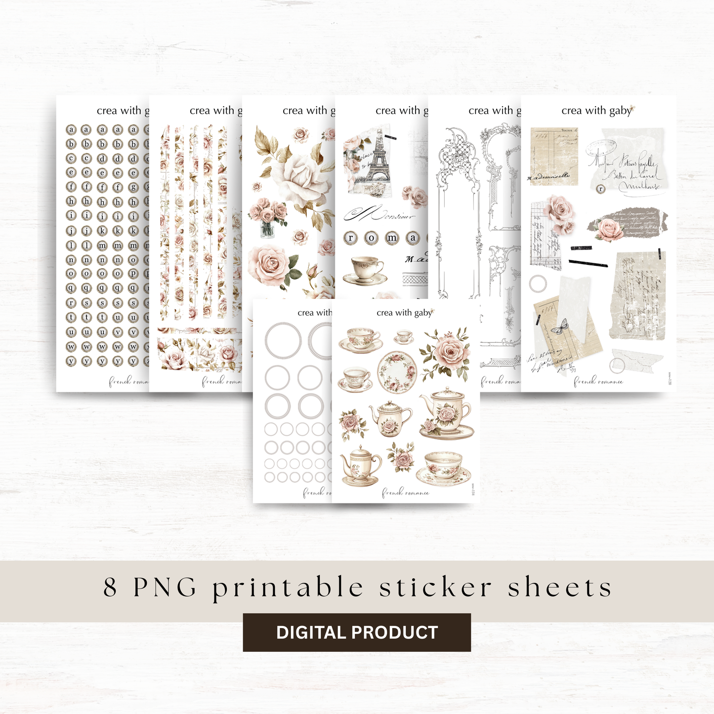 Digital journaling kit: French romance