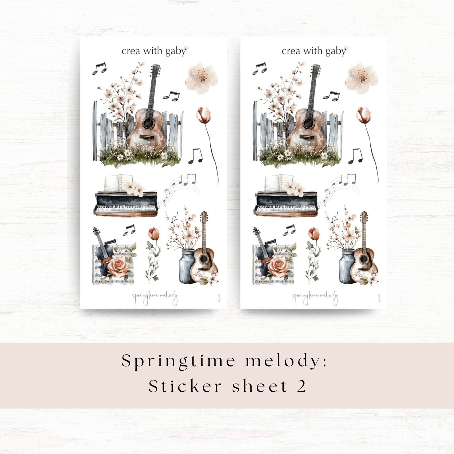 Printable PNG sticker sheets: Springtime melody