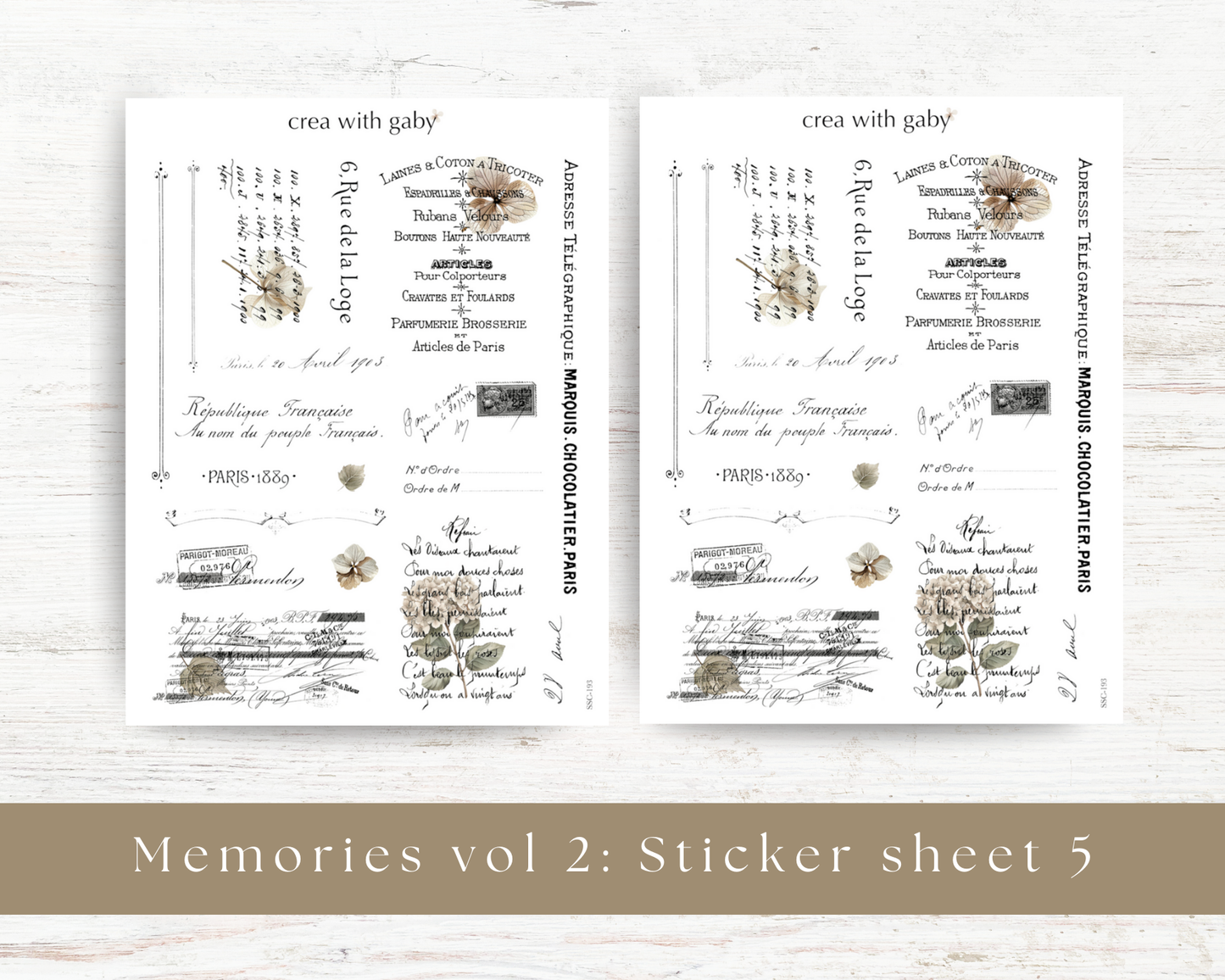 Vintage script stickers: Memories vol 2 (193)