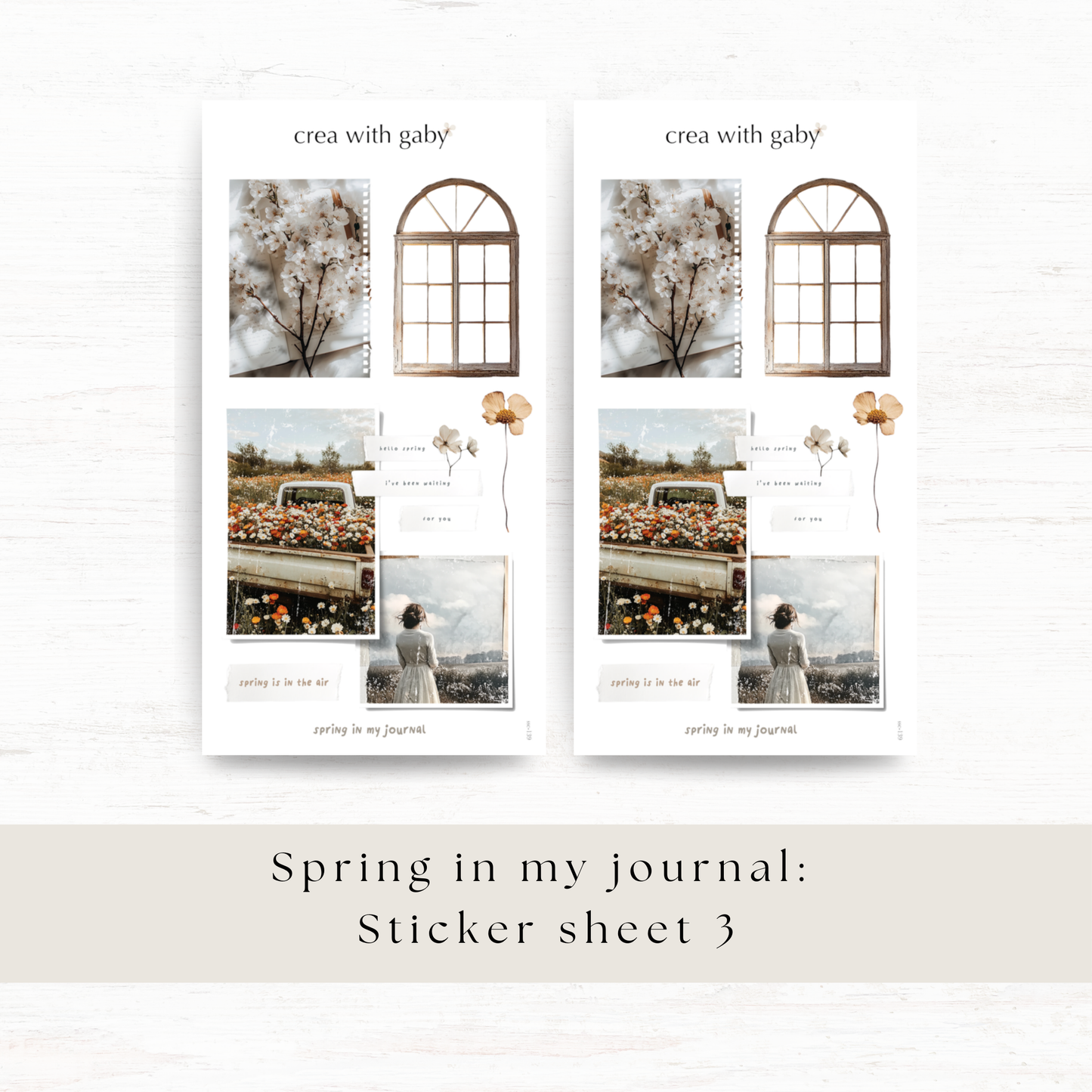 Printable PNG sticker sheets: Spring in my journal