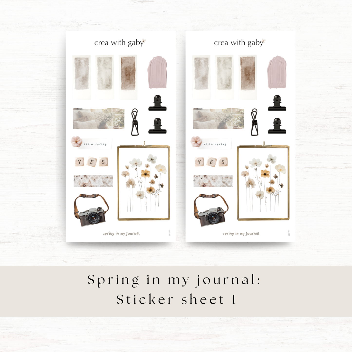 Printable PNG sticker sheets: Spring in my journal