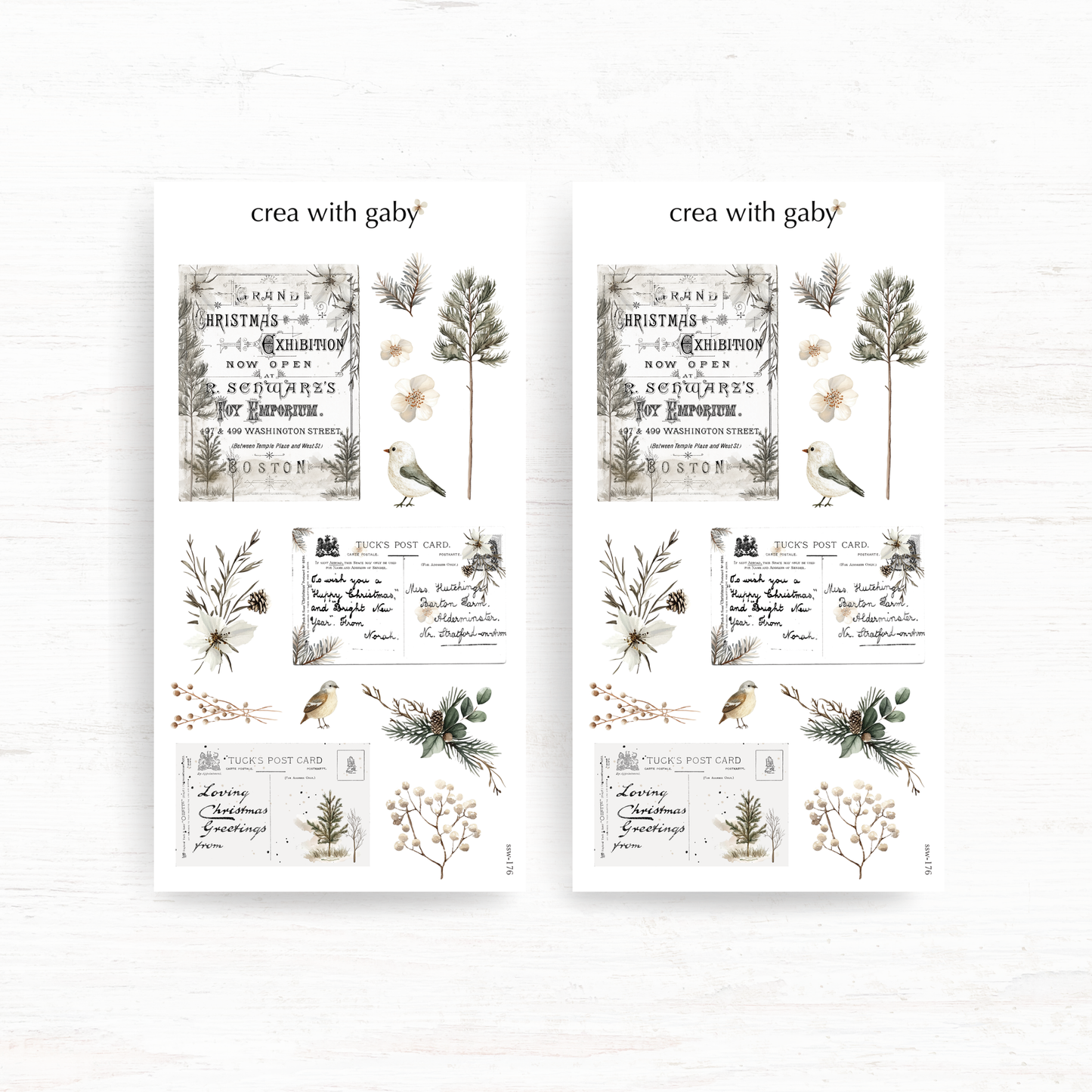 Vintage Christmas sticker sheet: Christmas wishes