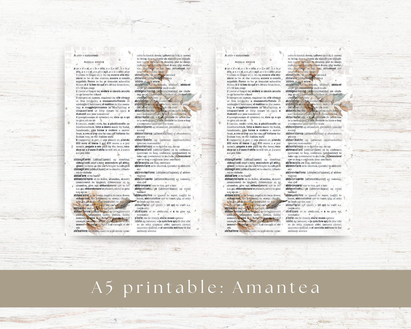 A5 printables: Amantea collection