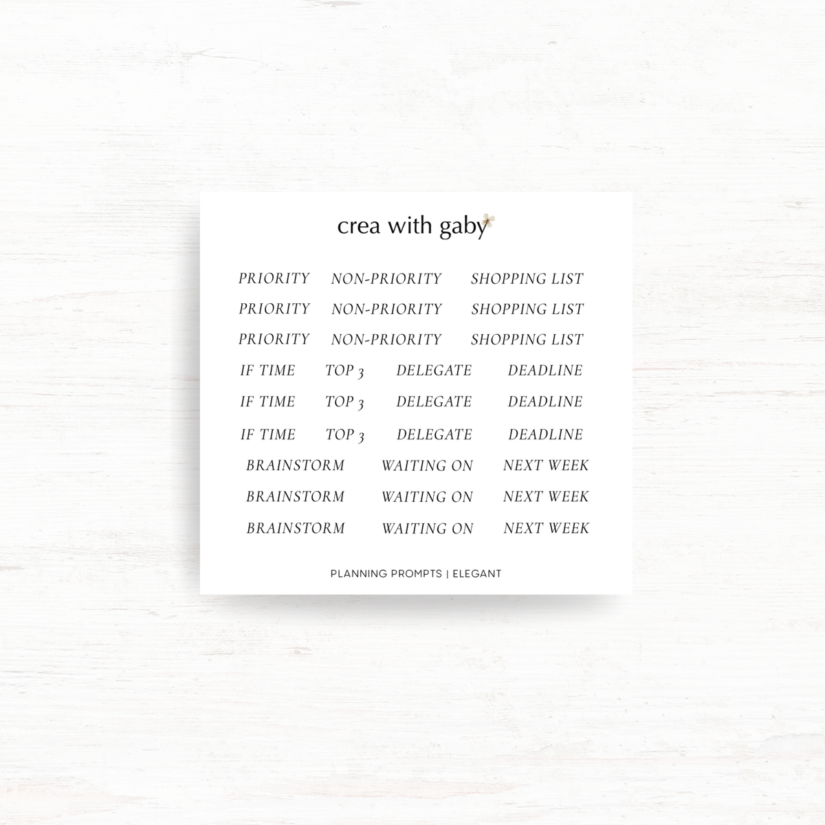 Planning prompts: Functional stickers