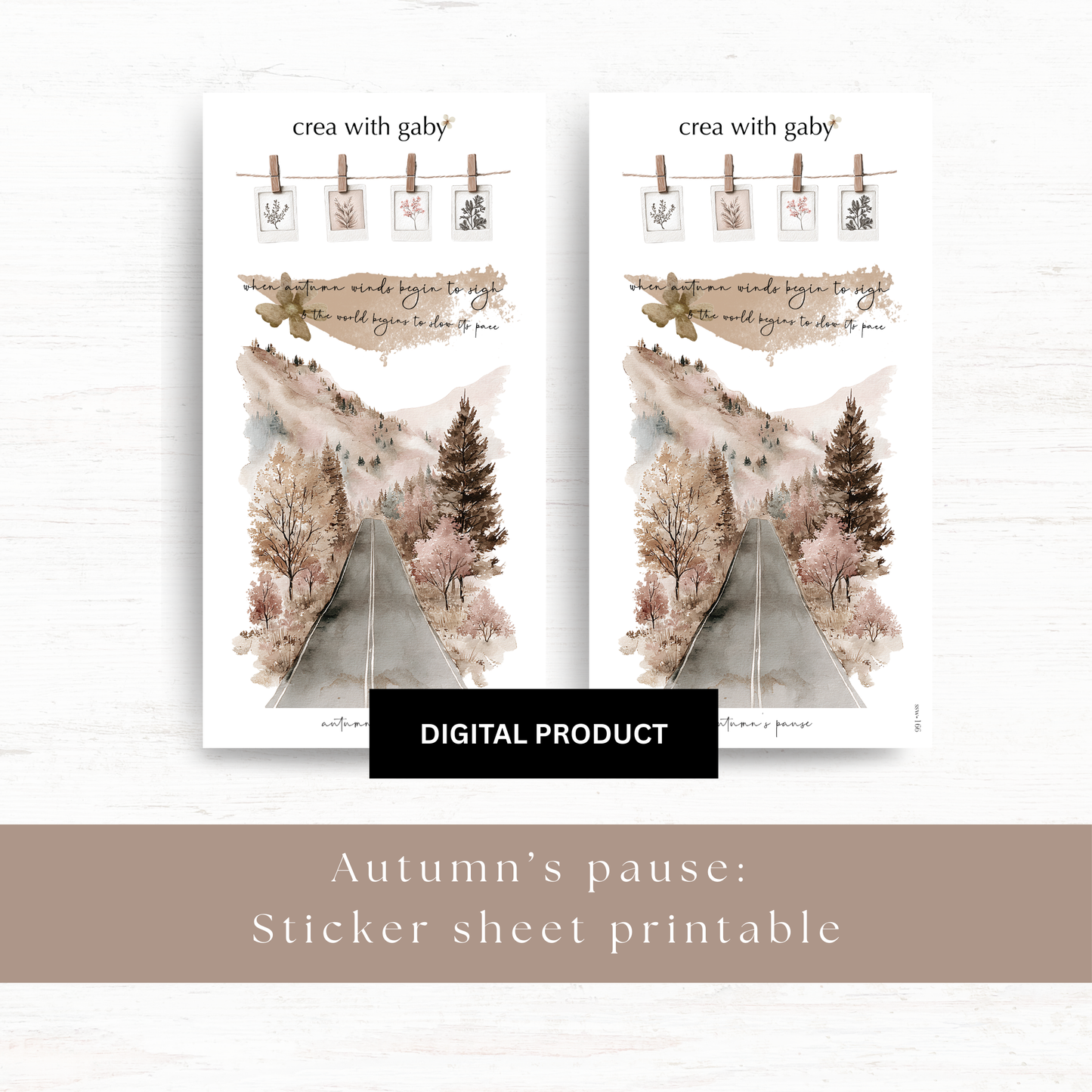 Printable PNG sticker sheets: Autumn's pause