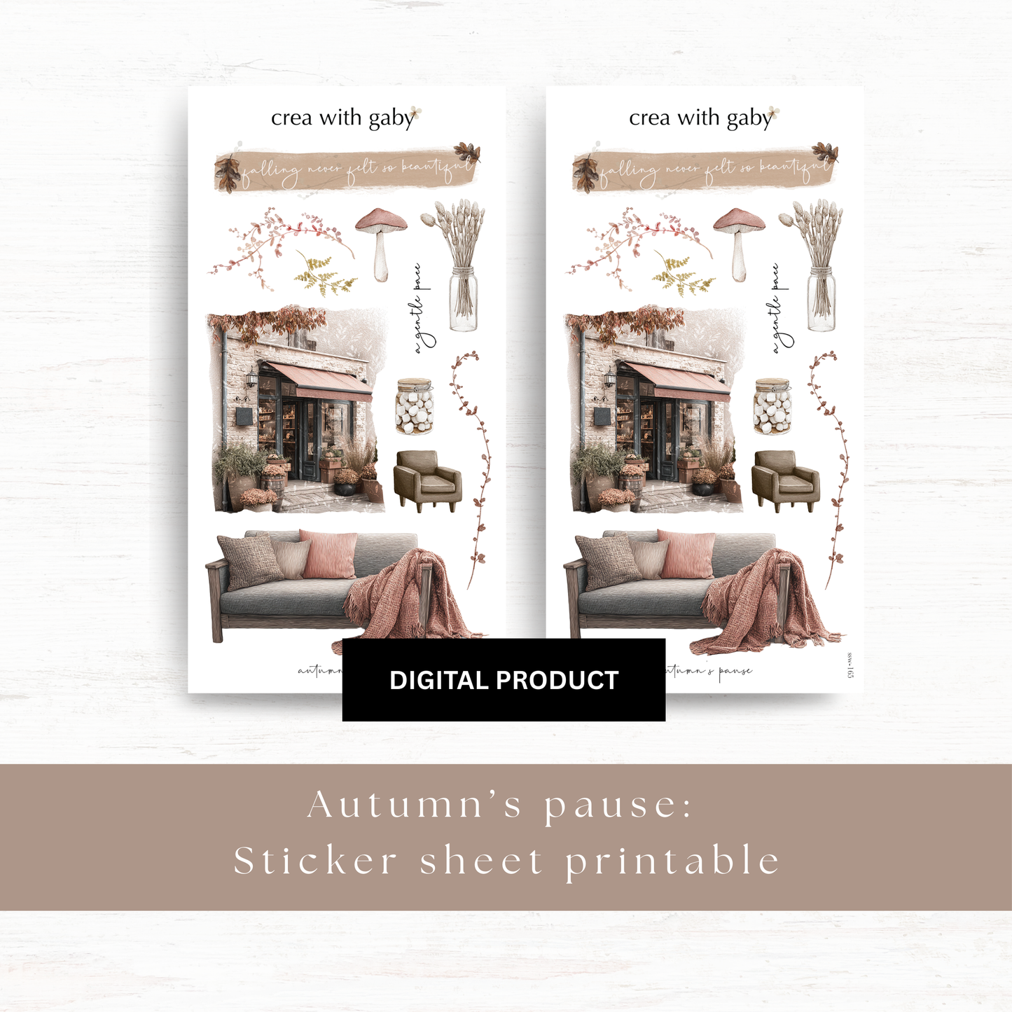 Printable PNG sticker sheets: Autumn's pause