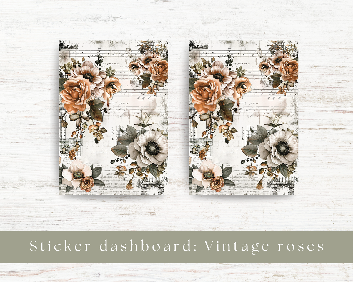 Sticker dashboard: Vintage roses II