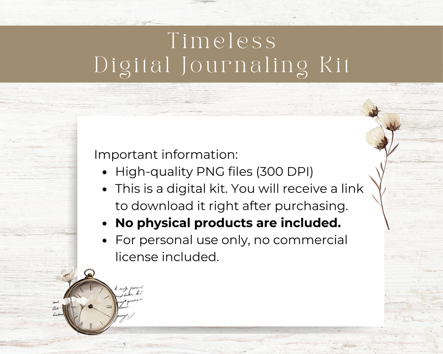 Digital journaling kit: Timeless collection