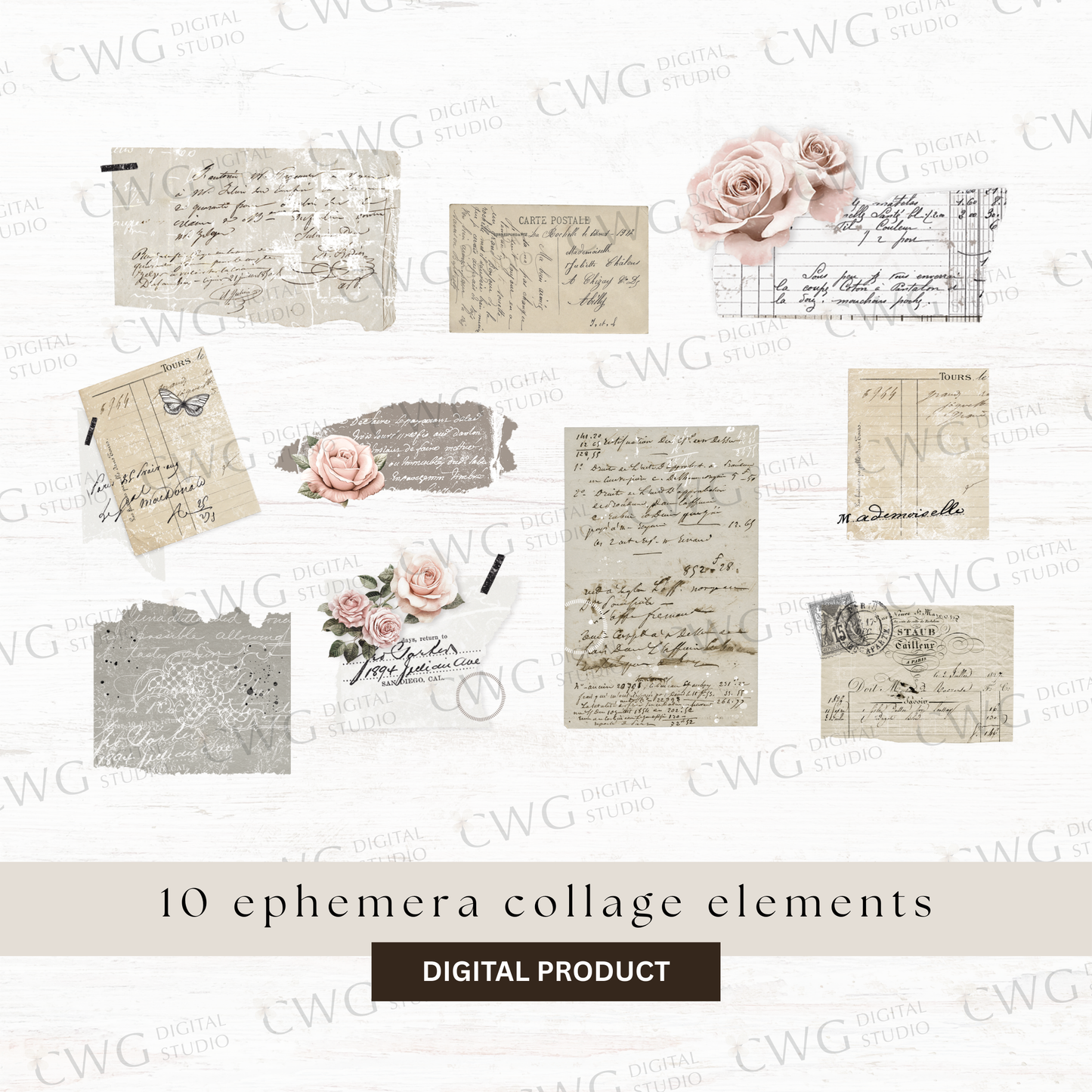 Digital journaling kit: French romance