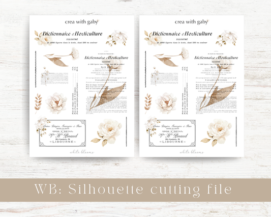 Silhouette cutting file: White blooms collection sticker sheet (001)