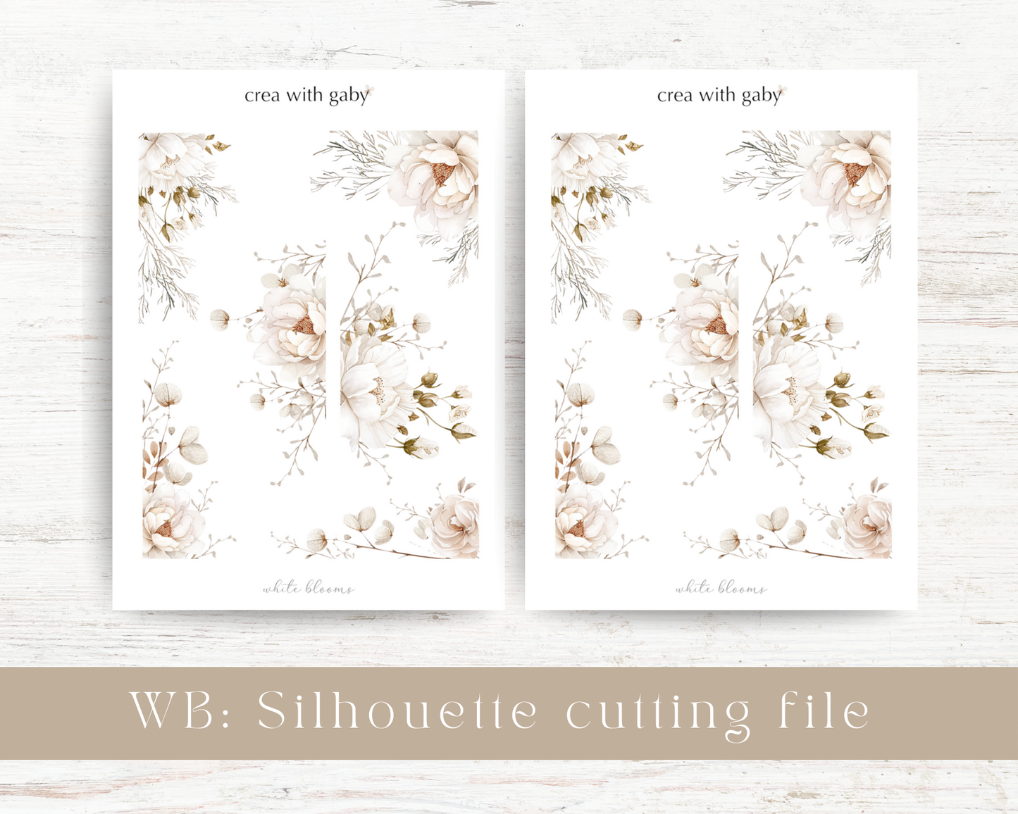 Silhouette cutting file: White blooms collection sticker sheet (004)