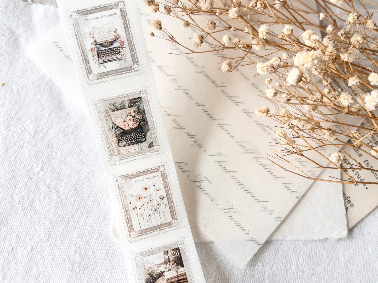 Pre-cut washi tape with backing paper: Stamps (Love letters collection)