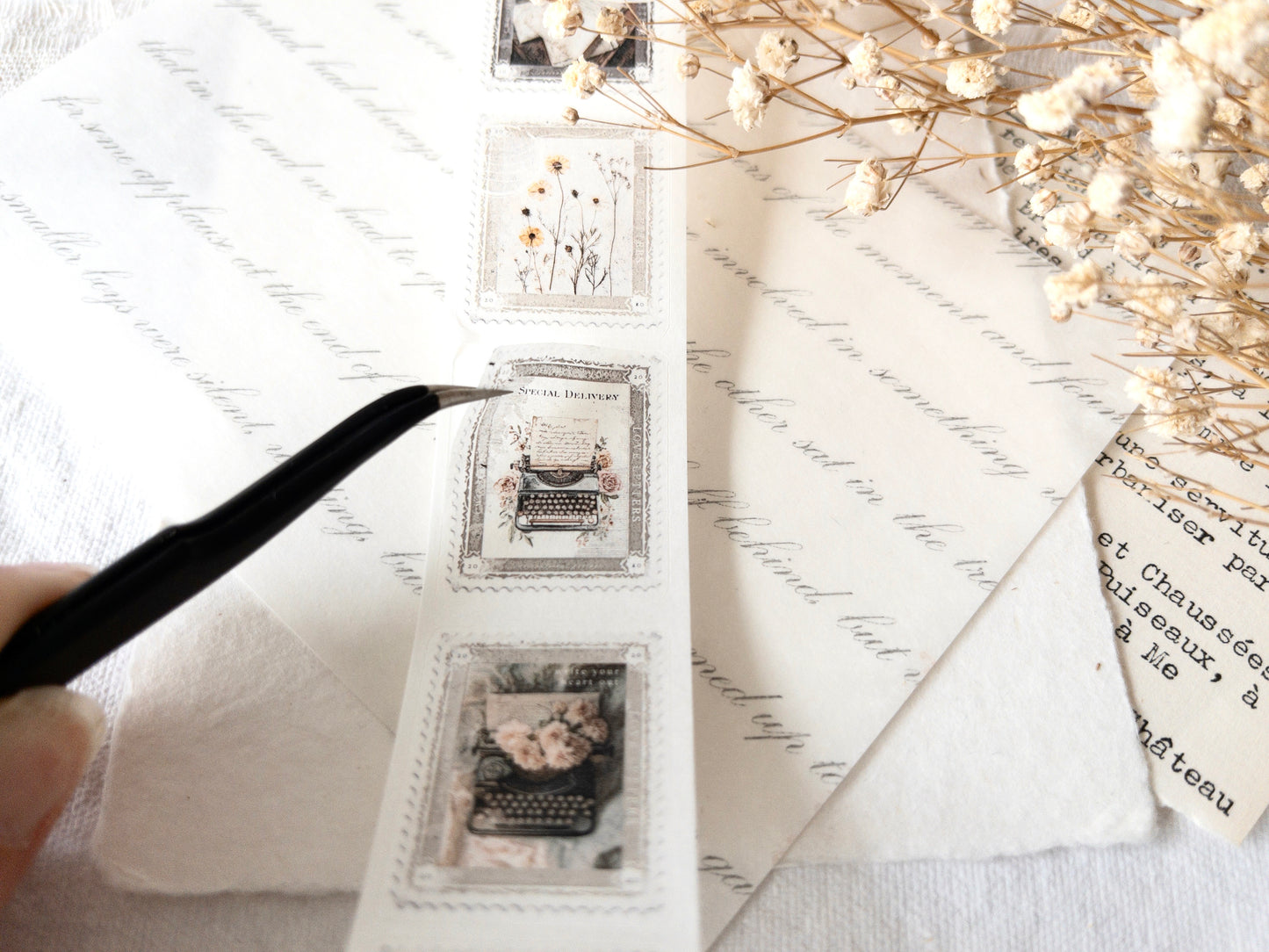 Pre-cut washi tape with backing paper: Stamps (Love letters collection)