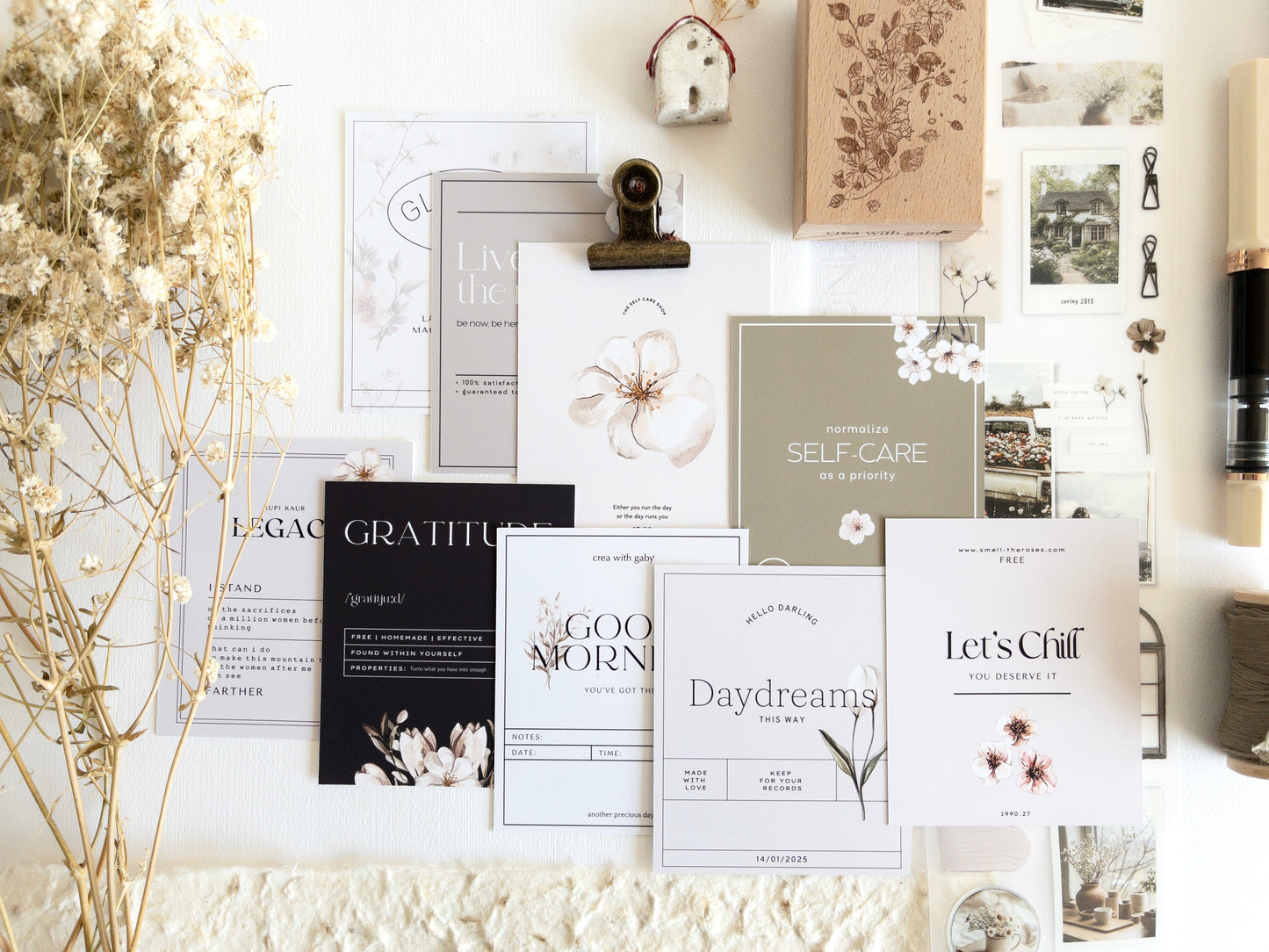 Journaling cards: Spring in my journal (set of 9)