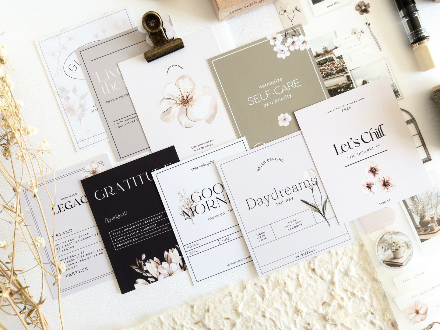 Journaling cards: Spring in my journal (set of 9)