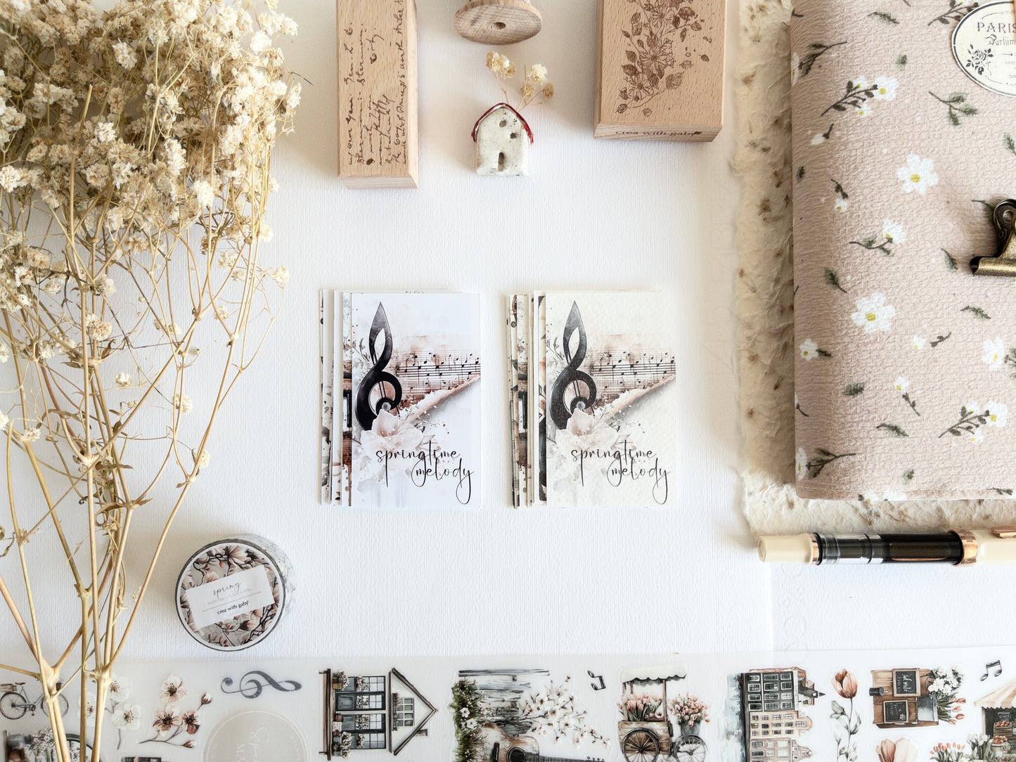 Journaling cards: Springtime melody (set of 9)