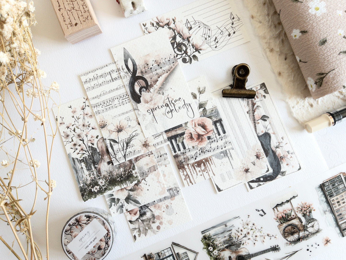 Journaling cards: Springtime melody (set of 9)