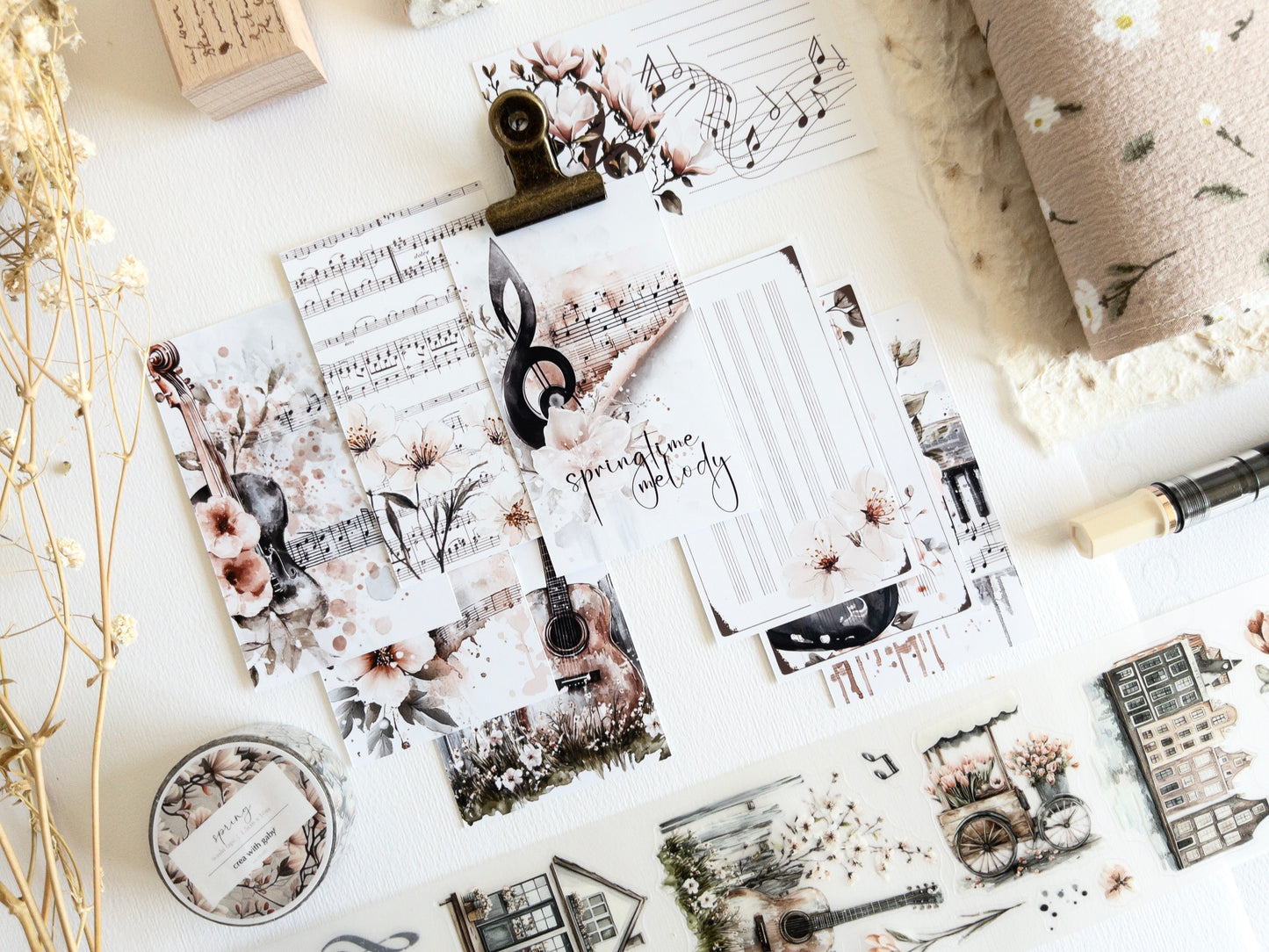 Journaling cards: Springtime melody (set of 9)