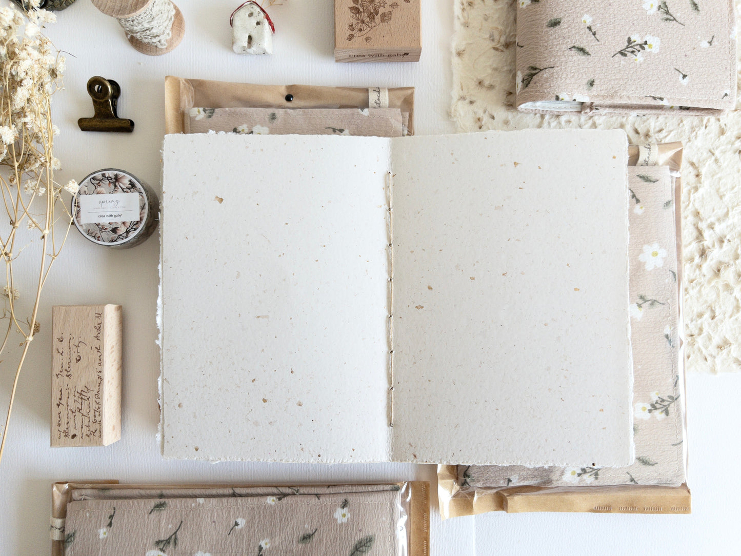 A6 handmade journal cover with handmade journal (spring release)