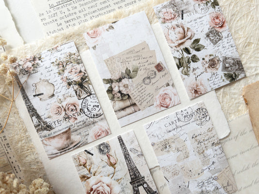 Journaling cards: French romance (set of 5)