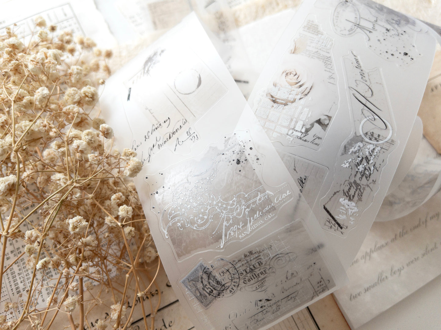 Pre-cut PET tape: Vintage layers (French romance collection)