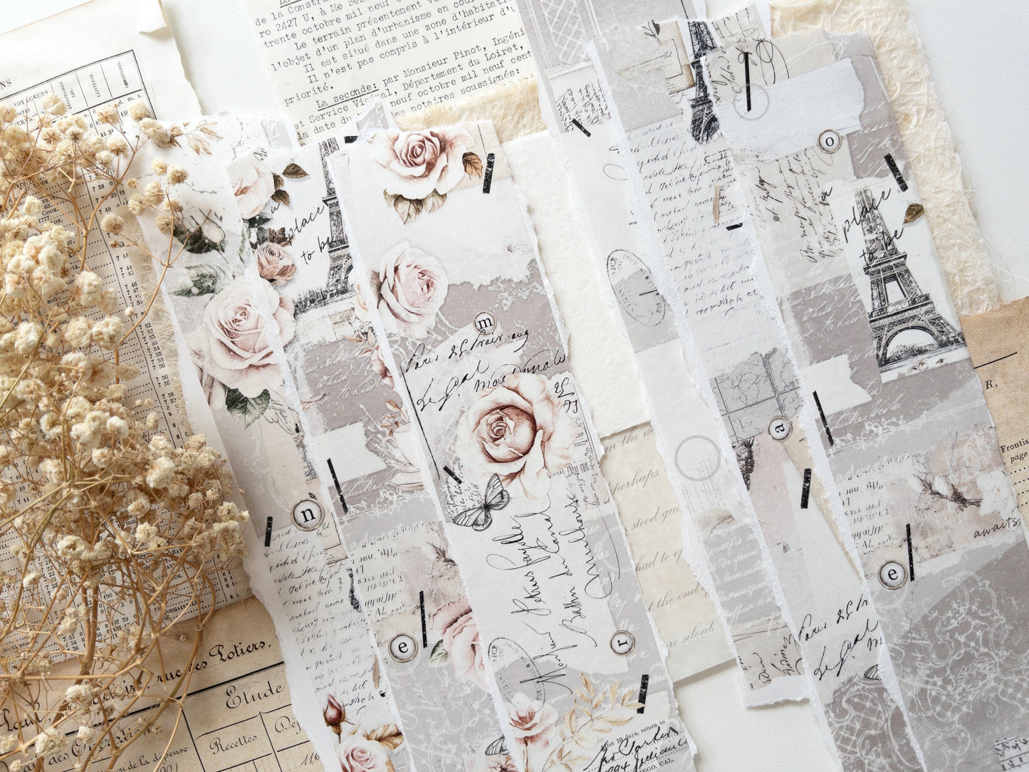 Washi tape with backing paper set: French romance (Save 10%)