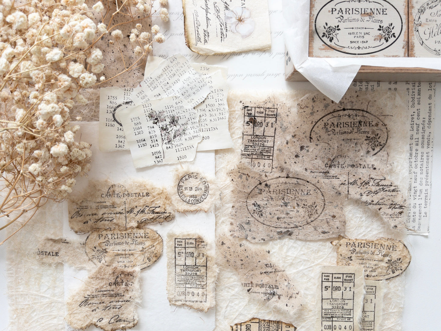 Handmade faux ephemera pack (French romance)