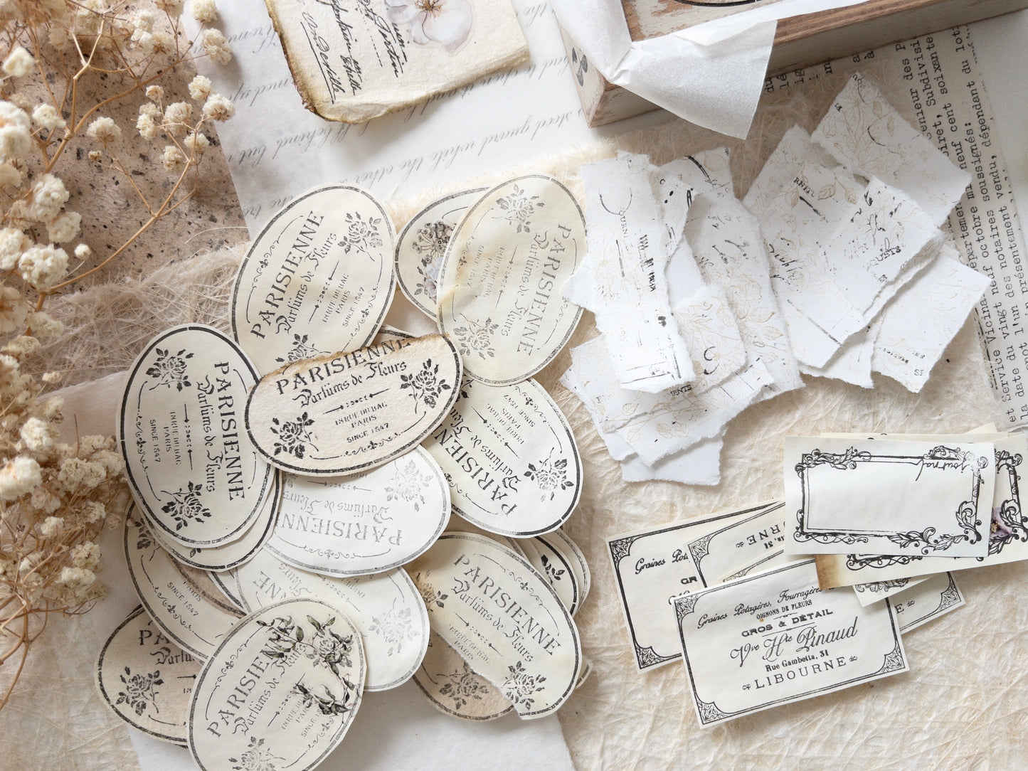 Handmade faux ephemera pack (French romance)