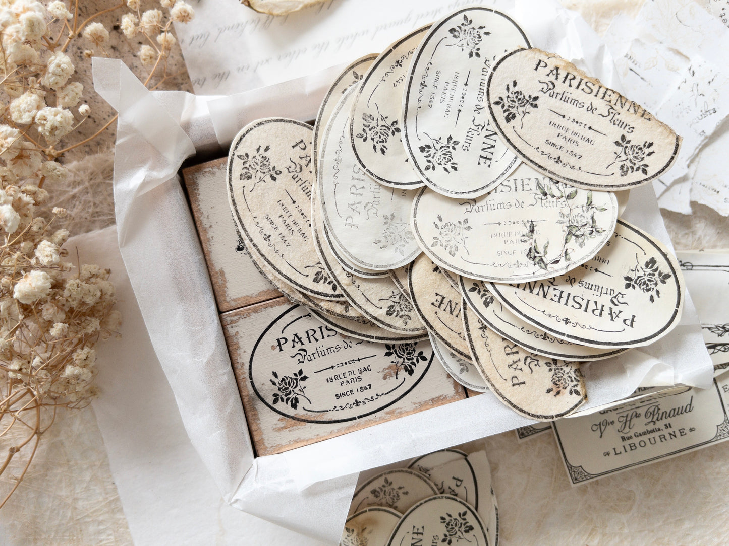 Handmade faux ephemera pack (French romance)
