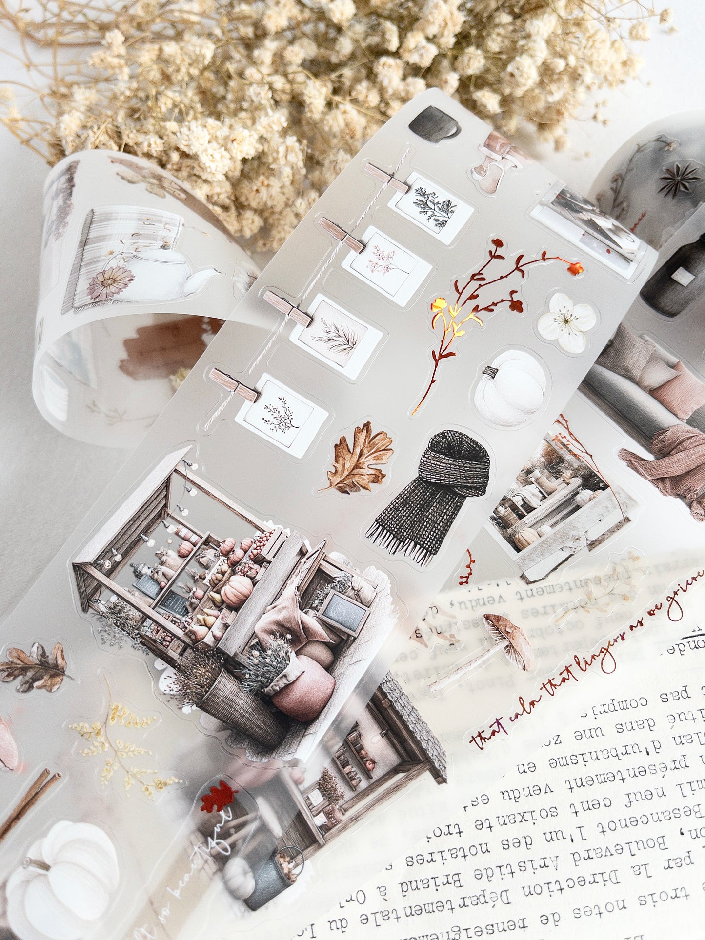 Foiled pre-cut PET tape: Autumn's pause