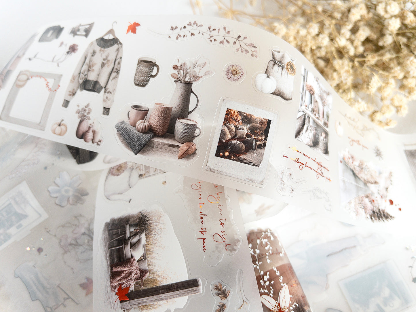 Foiled pre-cut PET tape: Autumn's pause