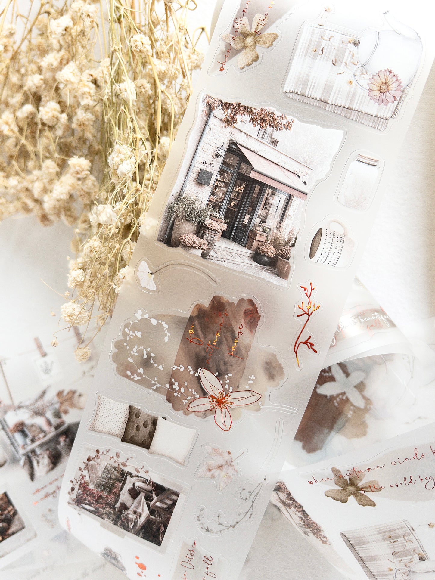 Foiled pre-cut PET tape: Autumn's pause