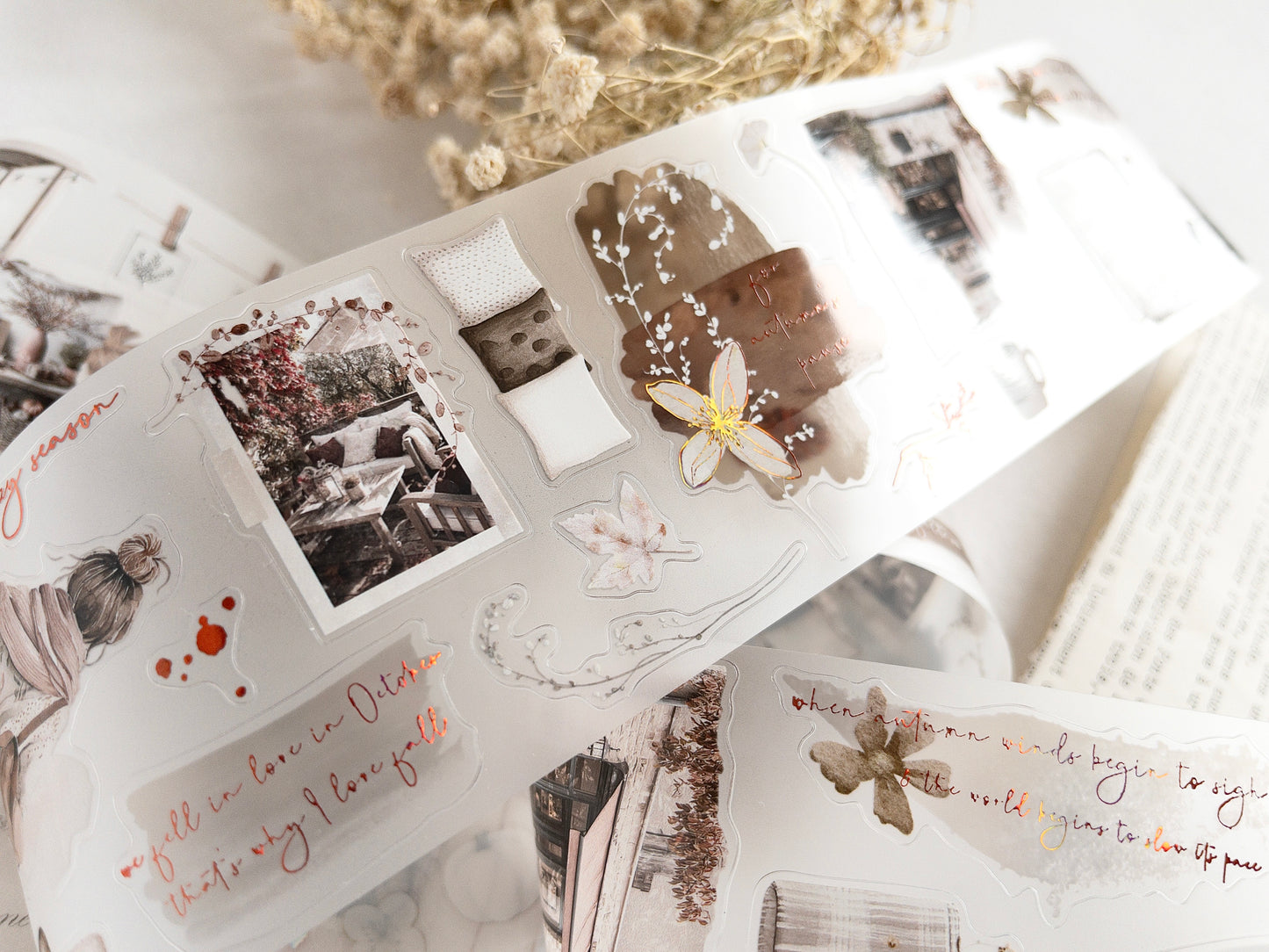 Foiled pre-cut PET tape: Autumn's pause