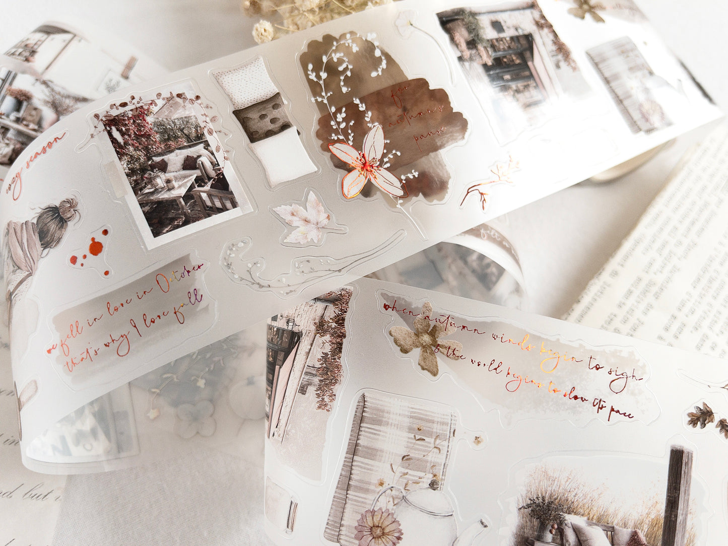 Foiled pre-cut PET tape: Autumn's pause