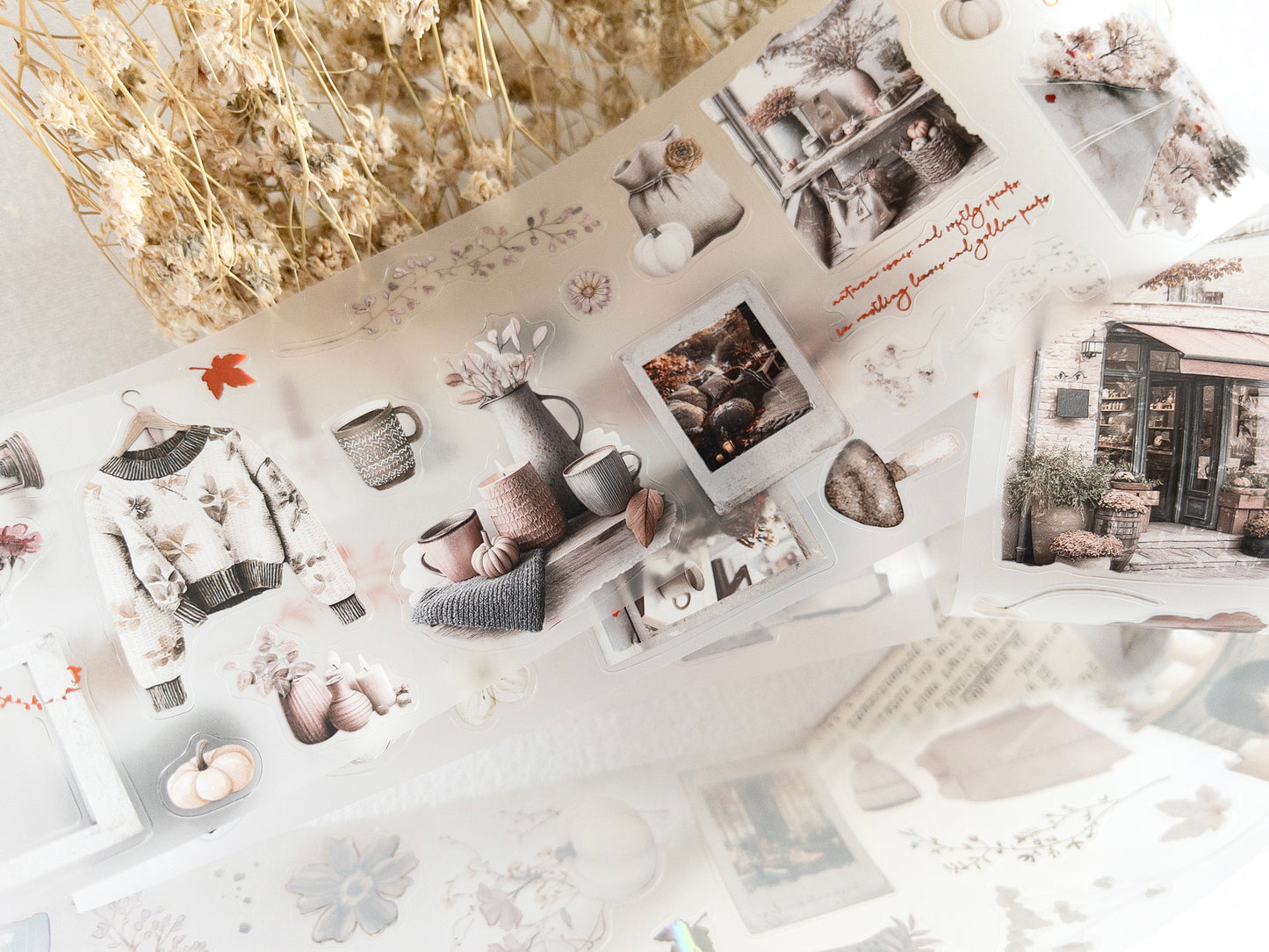 Foiled pre-cut PET tape: Autumn's pause