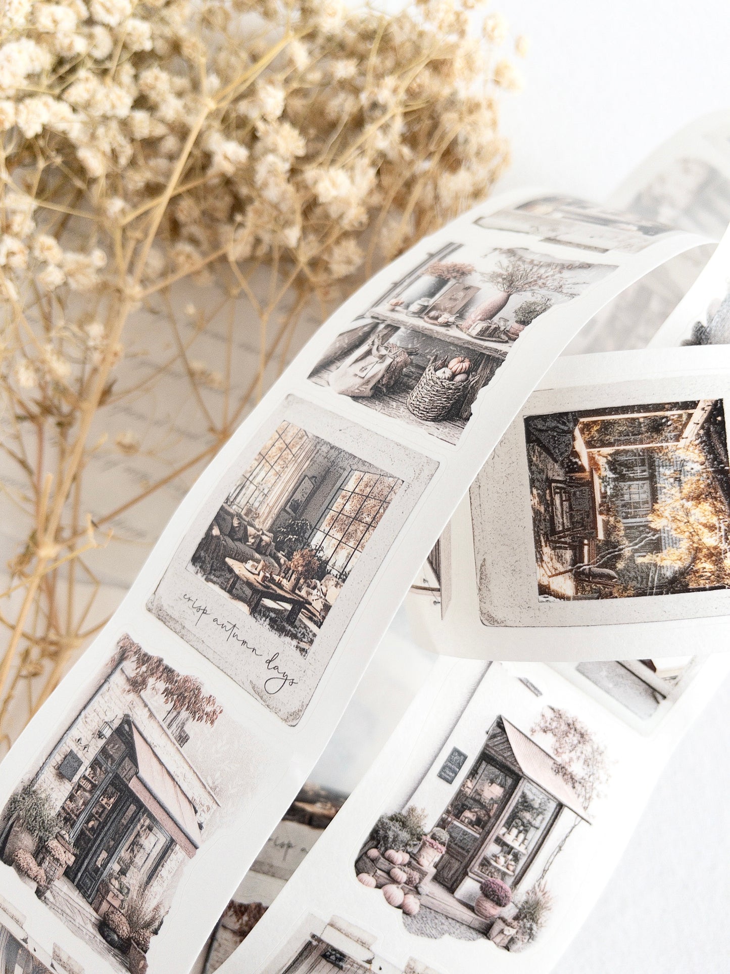 Pre-cut washi tape with backing paper: Autumn scenes (Autumn's pause collection)