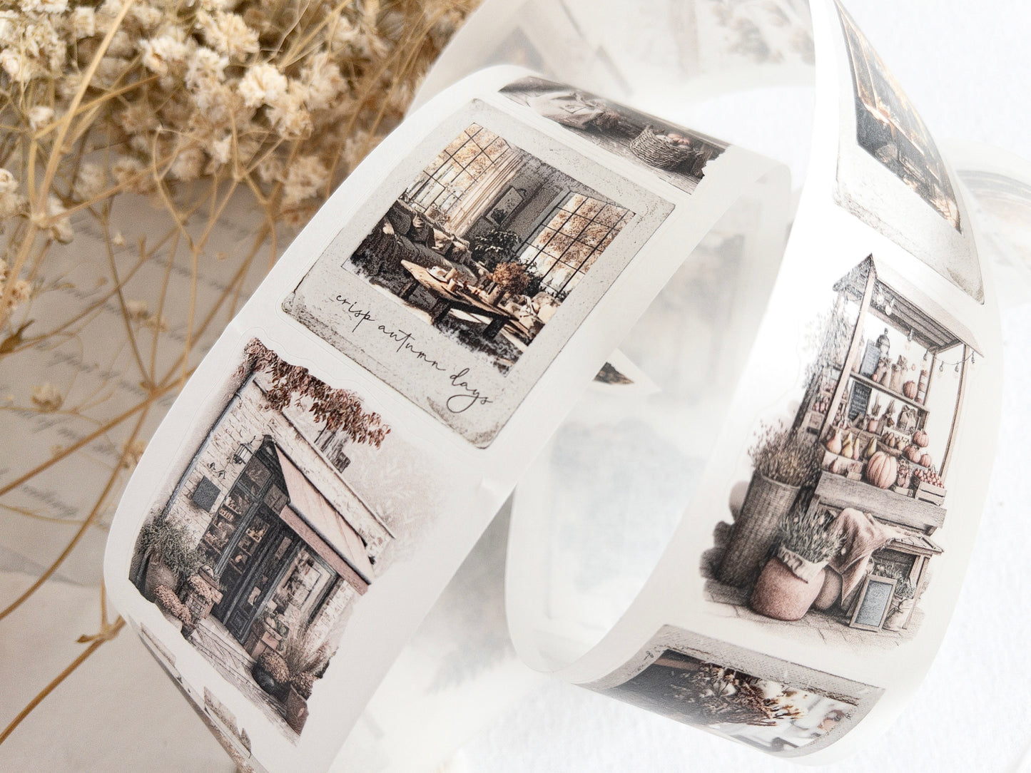 Pre-cut washi tape with backing paper: Autumn scenes (Autumn's pause collection)