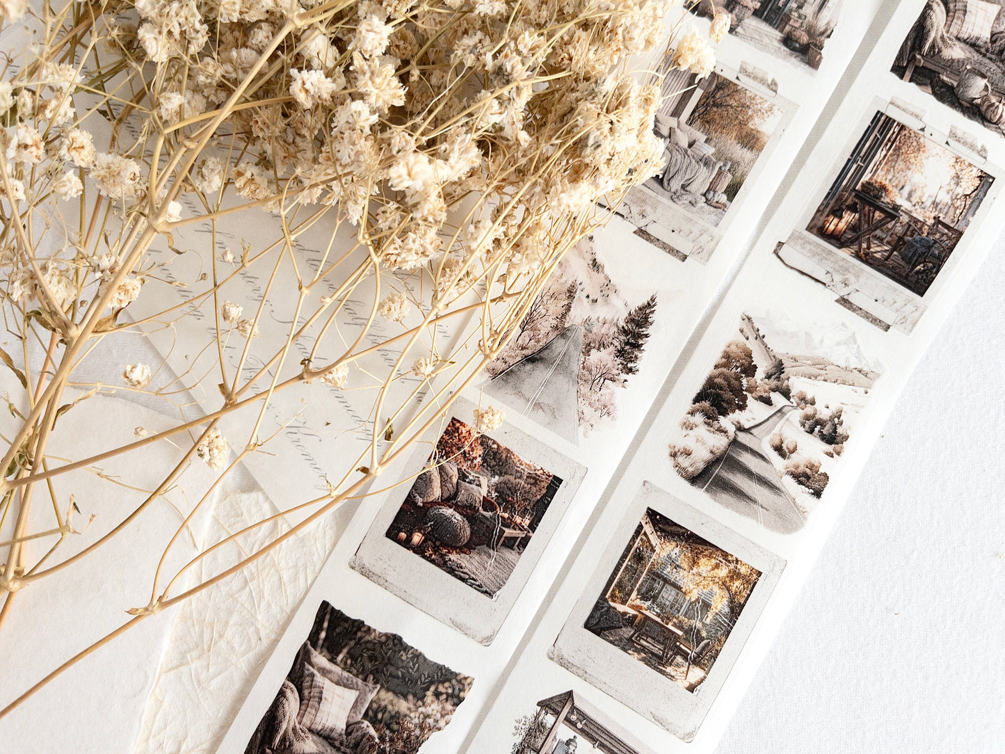 Pre-cut washi tape with backing paper: Autumn scenes (Autumn's pause collection)