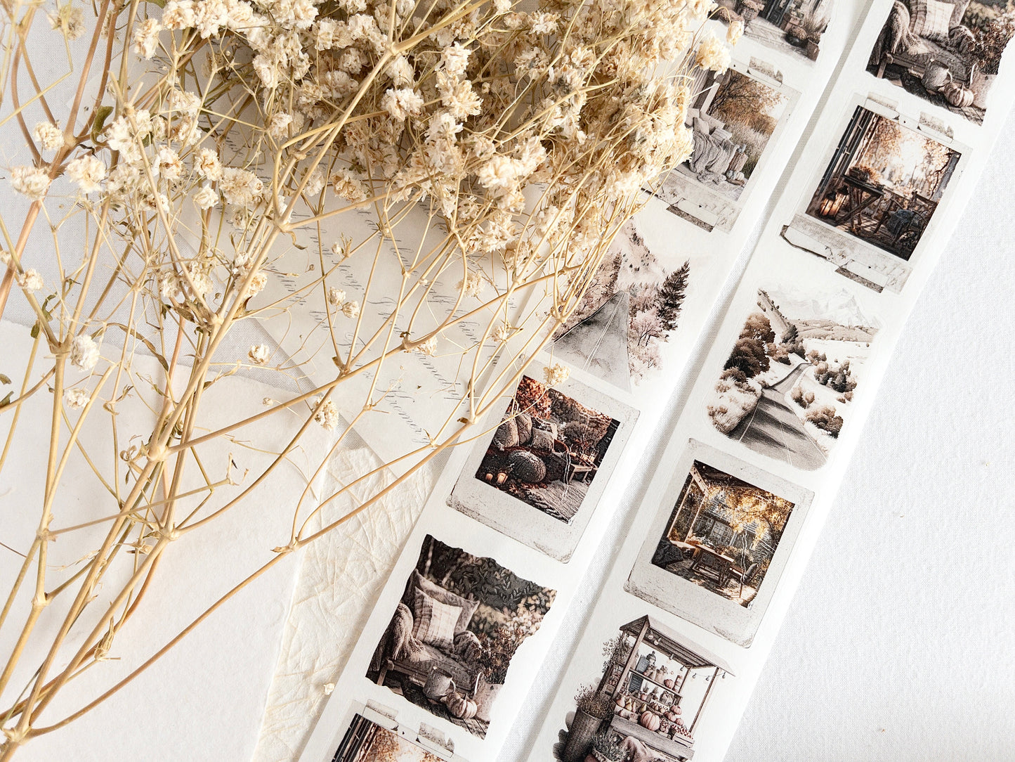 Pre-cut washi tape with backing paper: Autumn scenes (Autumn's pause collection)